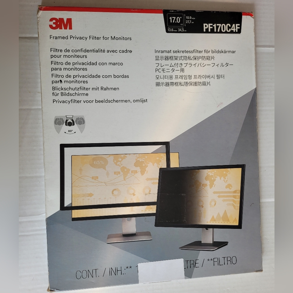 3M Framed Privacy Filter for 13.6" × 10.9" Standard Monitor (PF170C4F) Black